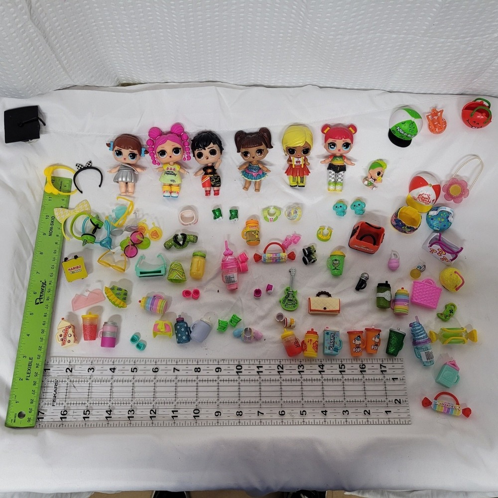 LOL Surprise Doll Lot‎ 6 Dolls 1 Lil Sister Accessories Haribo Smarties Kisses
